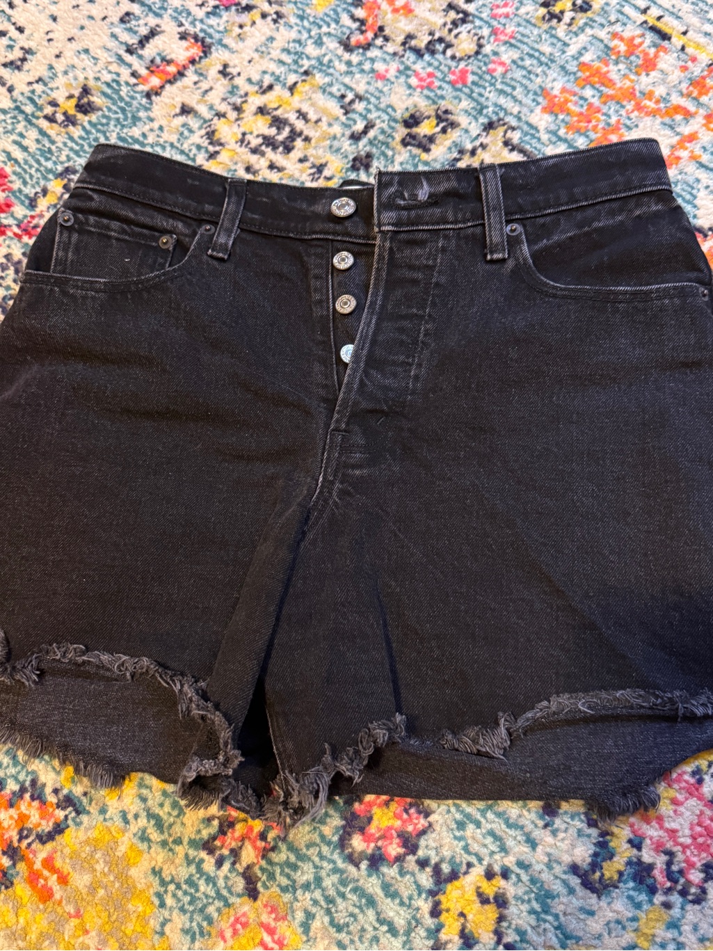 Like New A&F Curve Love High Rise Dad Denim Shorts Black Size 27/4